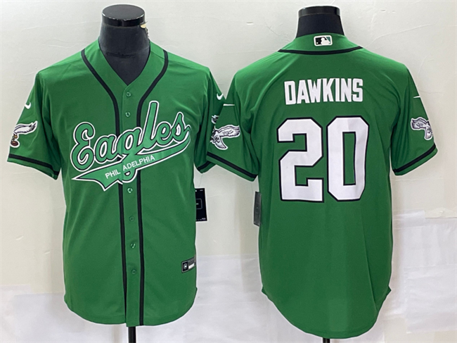Men's Green Philadelphia Eagles #20 Brian Dawkins Cool Base Stitched Baseball Jersey